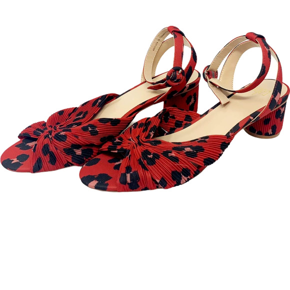 CAbi Red Leopard Print Siren Block Heel Sandals 9 - Picture 4 of 10